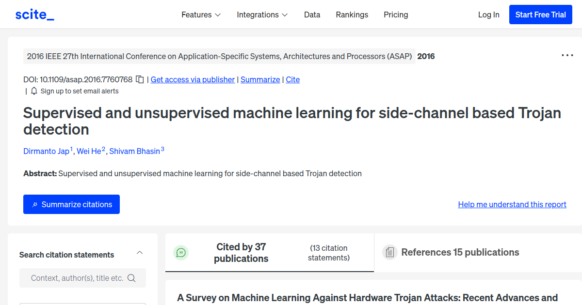 Supervised and unsupervised machine learning for side-channel based ...