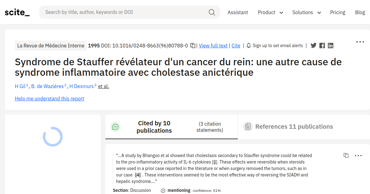 Syndrome de Stauffer révélateur d'un cancer du rein une autre cause de