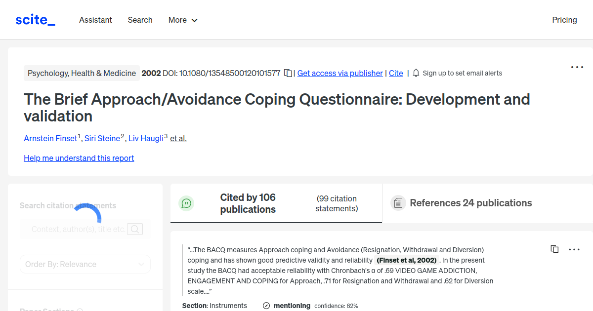 The Brief Approach/Avoidance Coping Questionnaire Development and