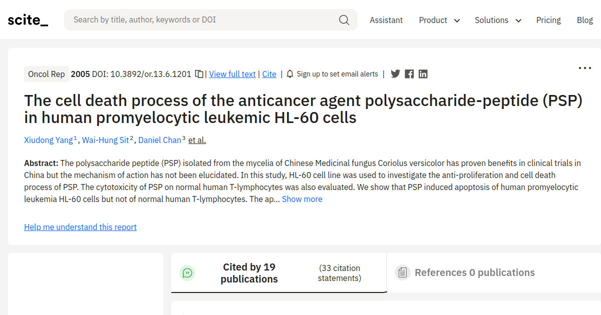 The cell death process of the anticancer agent polysaccharidepeptide