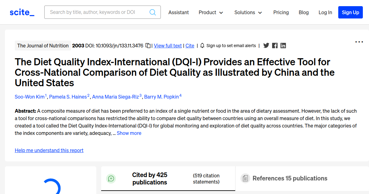 The Diet Quality IndexInternational (DQII) Provides an Effective Tool