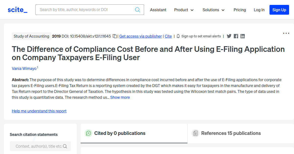 The Difference of Compliance Cost Before and After Using EFiling