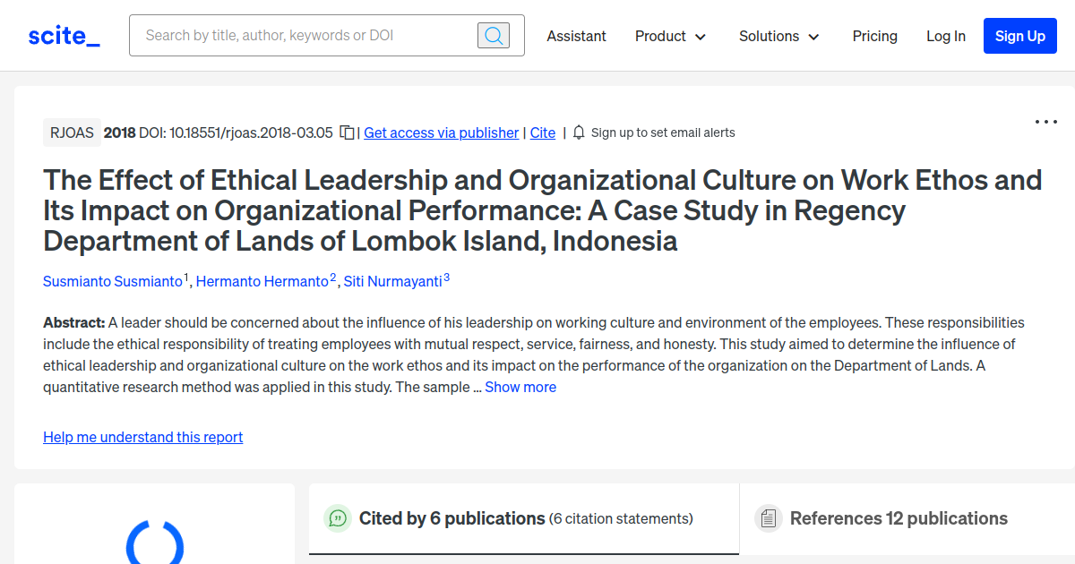 The Effect of Ethical Leadership and Organizational Culture on Work