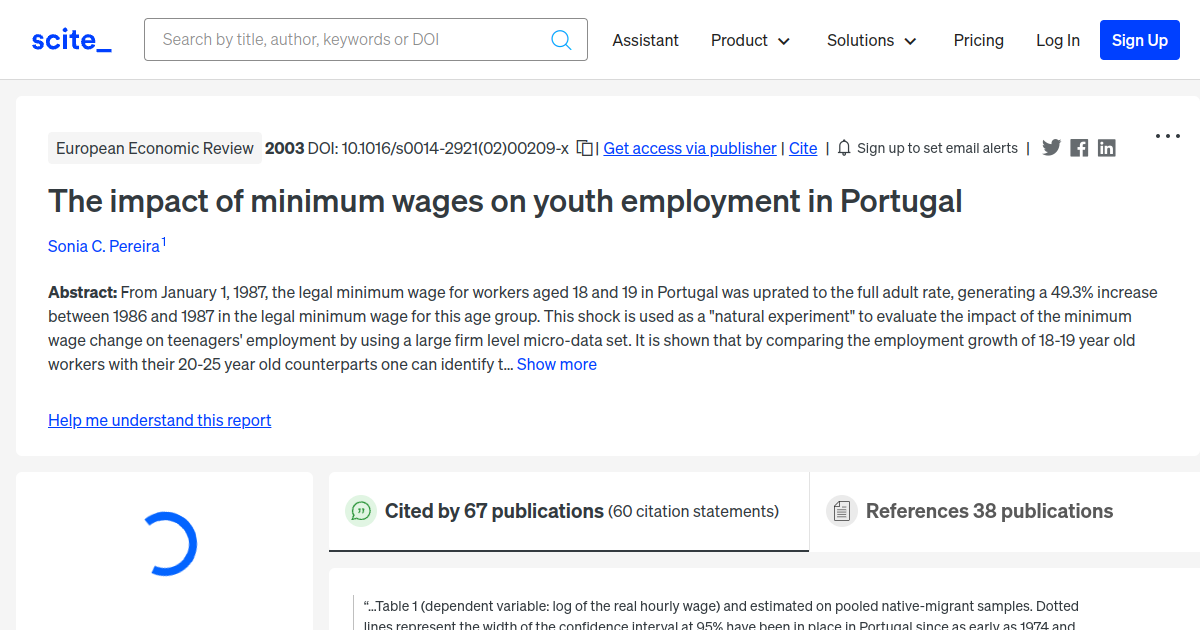 The impact of minimum wages on youth employment in Portugal [scite