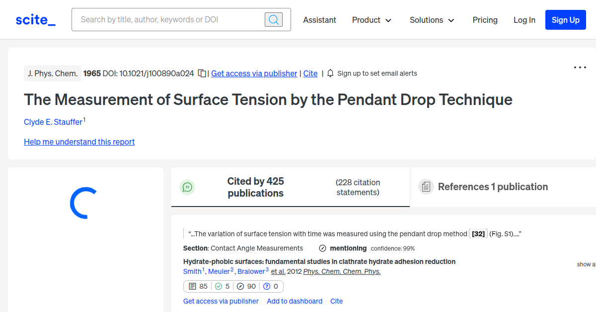 The Measurement of Surface Tension by the Pendant Drop Technique