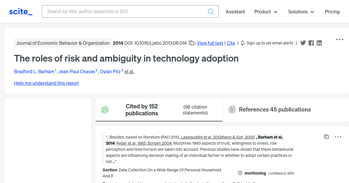 the-roles-of-risk-and-ambiguity-in-technology-adoption-scite-report