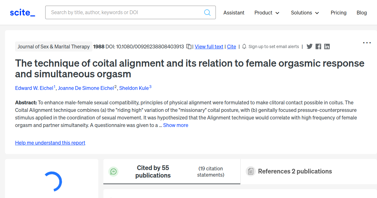 citation report The technique of coital alignment and its