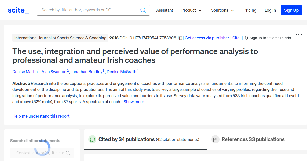 The use, integration and perceived value of performance analysis to