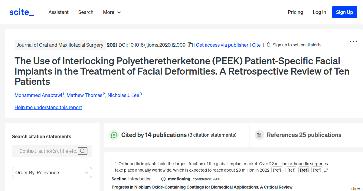 The Use of Interlocking Polyetheretherketone (PEEK) PatientSpecific