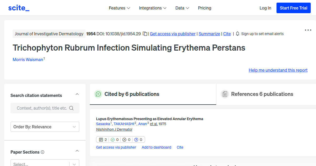 Trichophyton Rubrum Infection Simulating Erythema Perstans - [scite report]