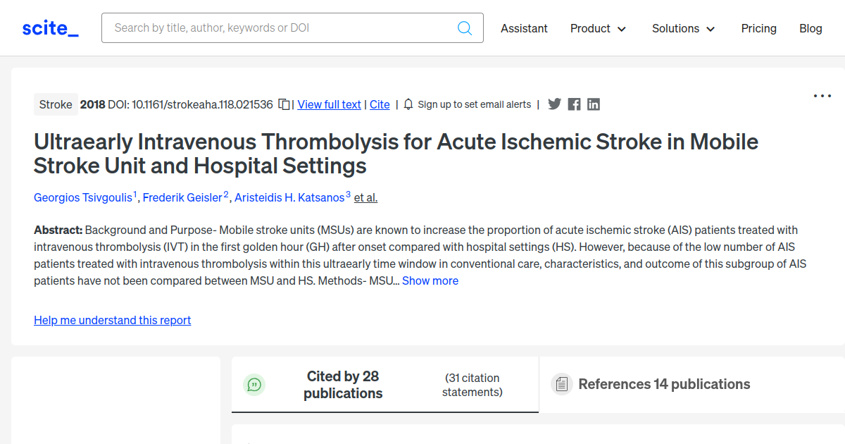 Ultraearly Intravenous Thrombolysis For Acute Ischemic Stroke In Mobile ...