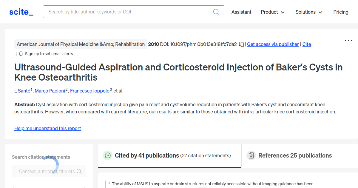 UltrasoundGuided Aspiration and Corticosteroid Injection of Baker's