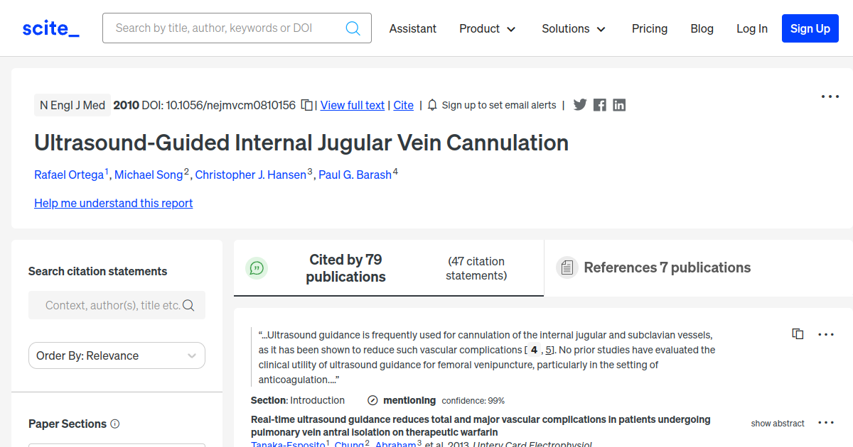 Ultrasound-guided Internal Jugular Vein Cannulation - [scite Report]