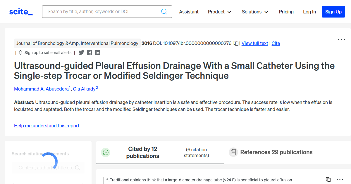 Ultrasound Guided Pleural Effusion Drainage With A Small Catheter Using