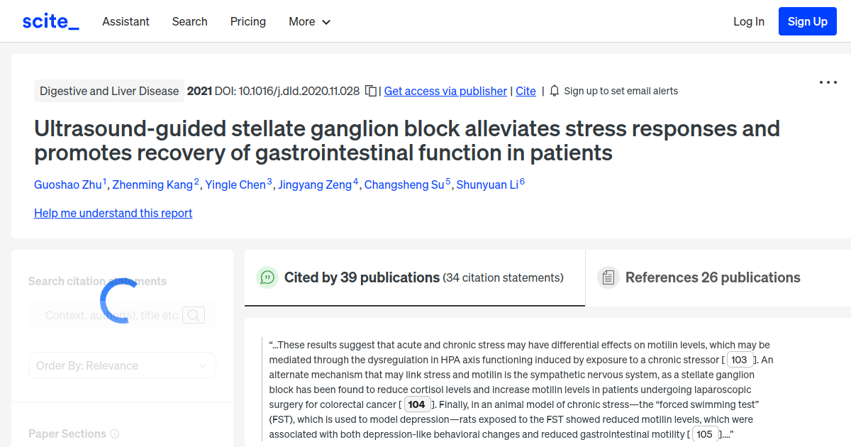 Ultrasoundguided stellate ganglion block alleviates stress responses