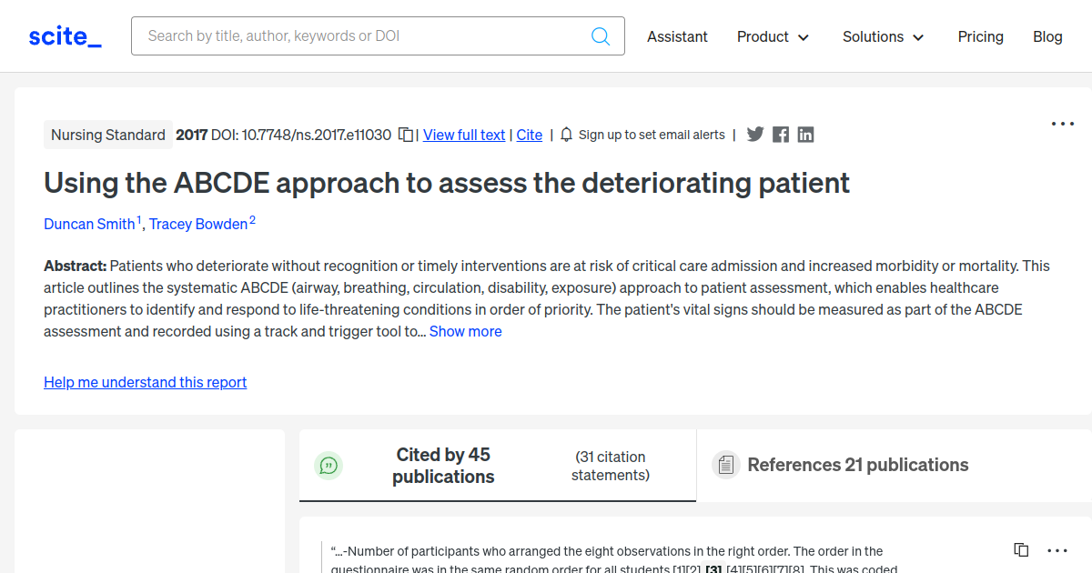 Using The ABCDE Approach To Assess The Deteriorating Patient - [scite ...