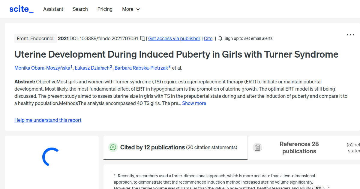 Uterine Development During Induced Puberty in Girls with Turner