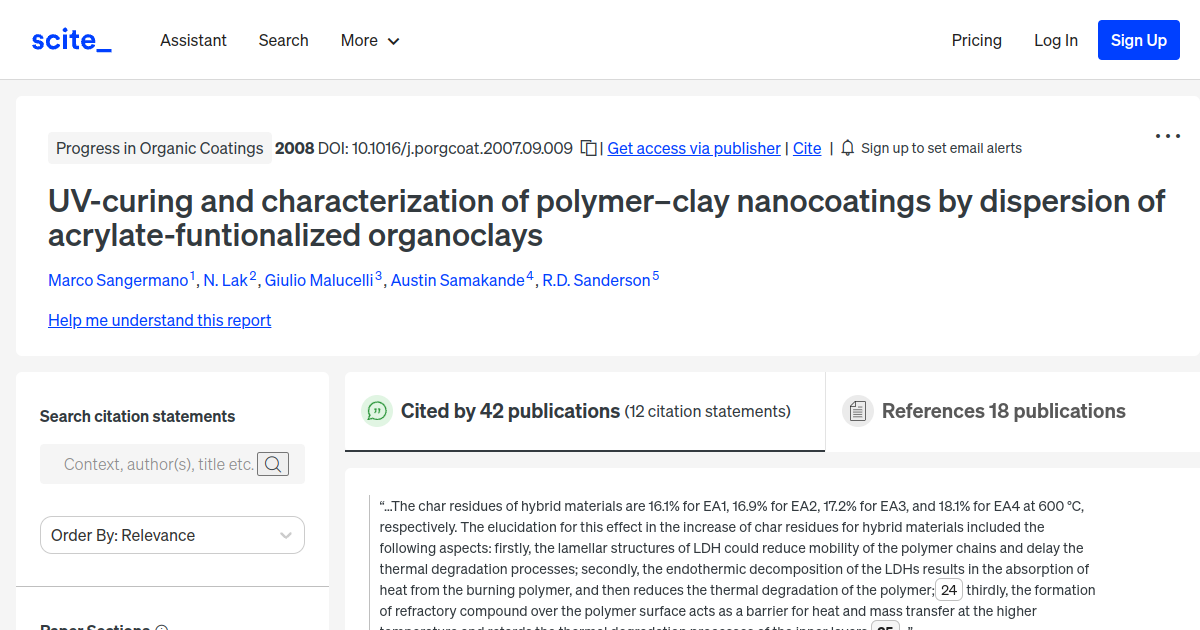 UVcuring and characterization of polymerclay nanocoatings by