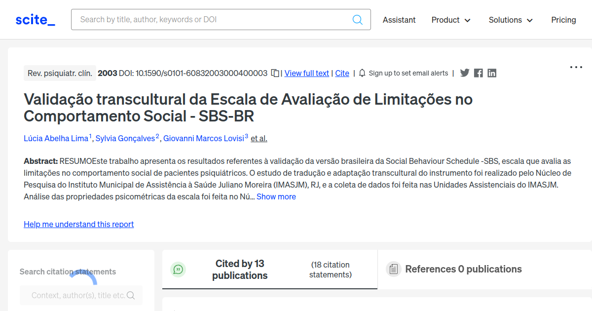 Validação Transcultural Da Escala De Avaliação De Limitações No