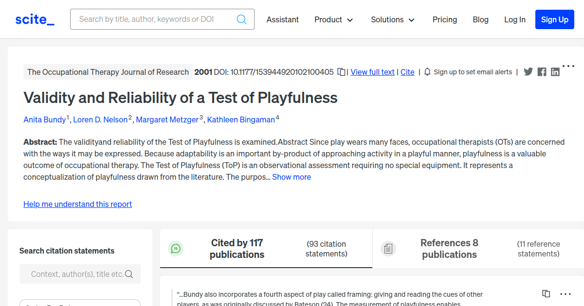 validity-and-reliability-of-a-test-of-playfulness-scite-report