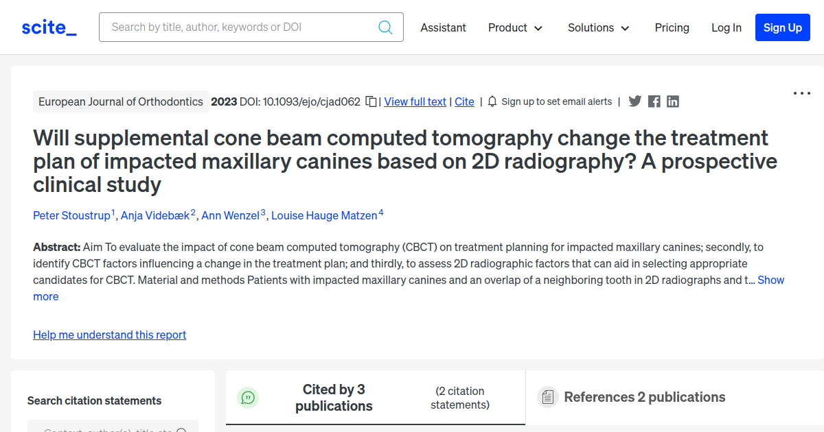 [citation report] will supplemental cone beam computed tomography