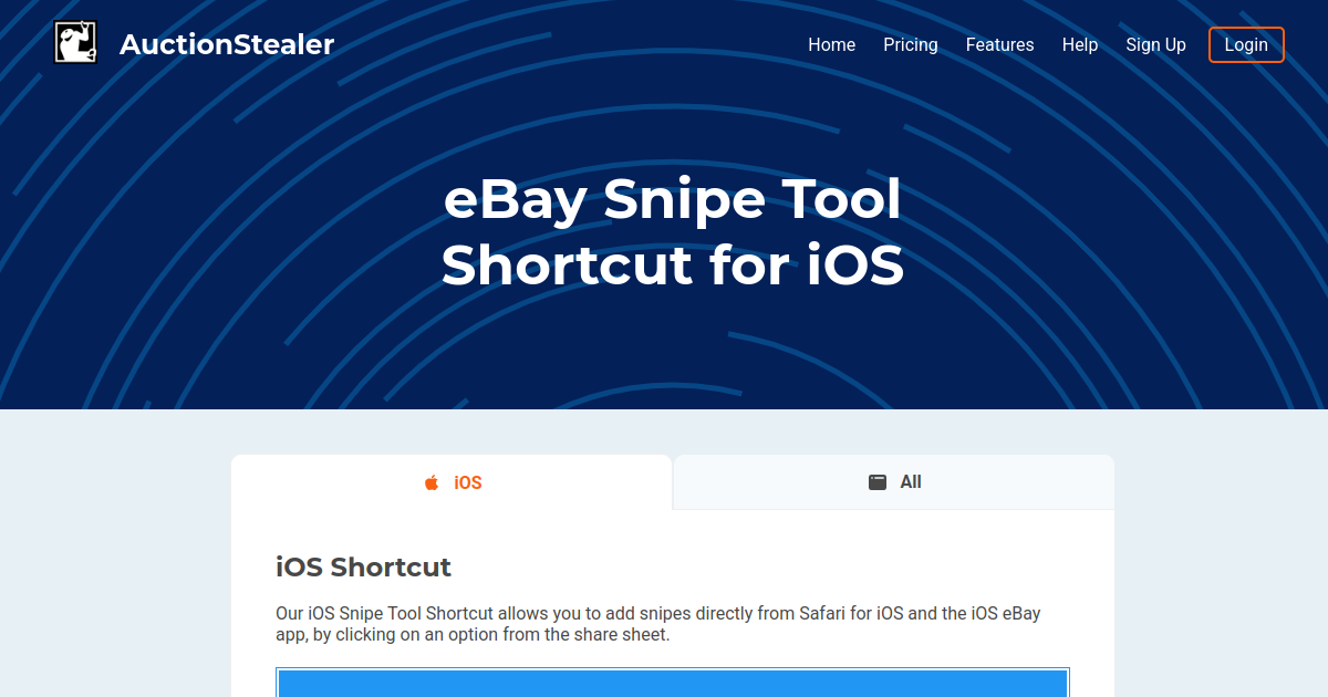 eBay Snipe Tool Shortcut for iOS AuctionStealer