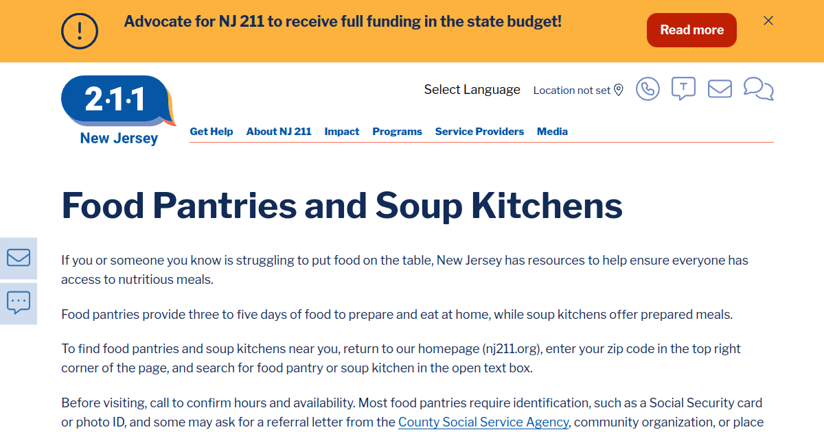 Food Pantries And Soup Kitchens Nj 2 1 1