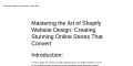Mastering the Art of Shopify Website Design