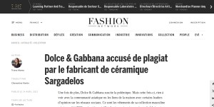 Dolce & Gabbana accusé de plagiat par le fabricant de céramique Sargadelos