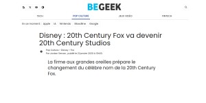 Disney : 20th Century Fox va devenir 20th Century Studios