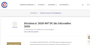 Décision n° 2020-807 DC du 3 décembre 2020
