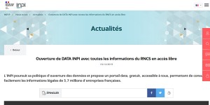 Ouverture du portail data INPI avec toutes les informations du RNCS en accès libre