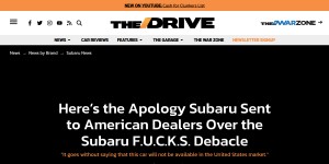 Here's the Apology Subaru Sent to American Dealers Over the Subaru F.U.C.K.S. Debacle