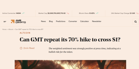Read the full Article:  ⭲ Can GMT repeat its 70% hike to cross $1?