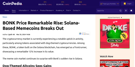 Read the full Article:  ⭲ BONK Price Remarkable Rise: Solana-Based Memecoins Breaks Out
