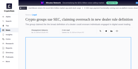 Read the full Article:  ⭲ Crypto groups sue SEC, claiming overreach in new dealer rule definition
