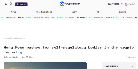 Read the full Article:  ⭲ Hong Kong pushes for self-regulatory bodies in the crypto industry