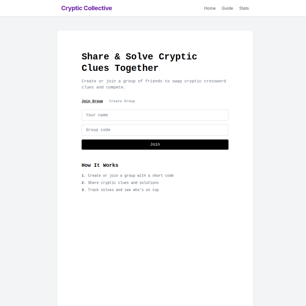 Screenshot of cryptic-collab.thomasbale.com