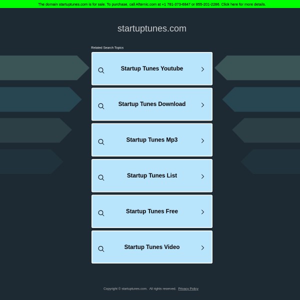 StartupTunes homepage screenshot