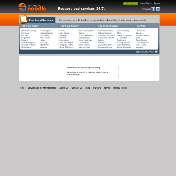 Service Noodle homepage screenshot
