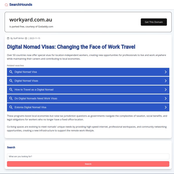 Workyard homepage screenshot