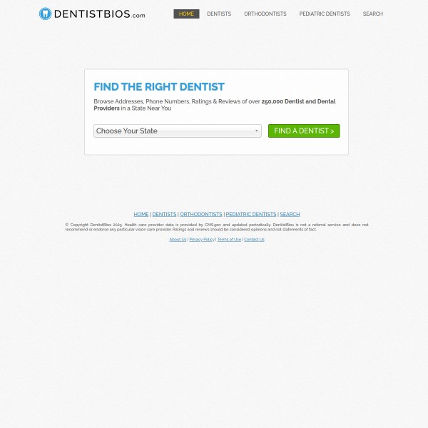DentistBios homepage screenshot