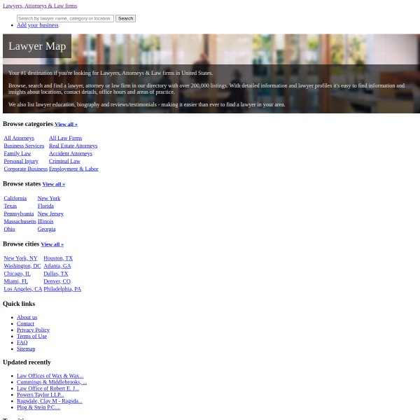 Lawyer Map homepage screenshot