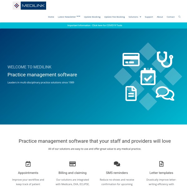 Medilink homepage screenshot