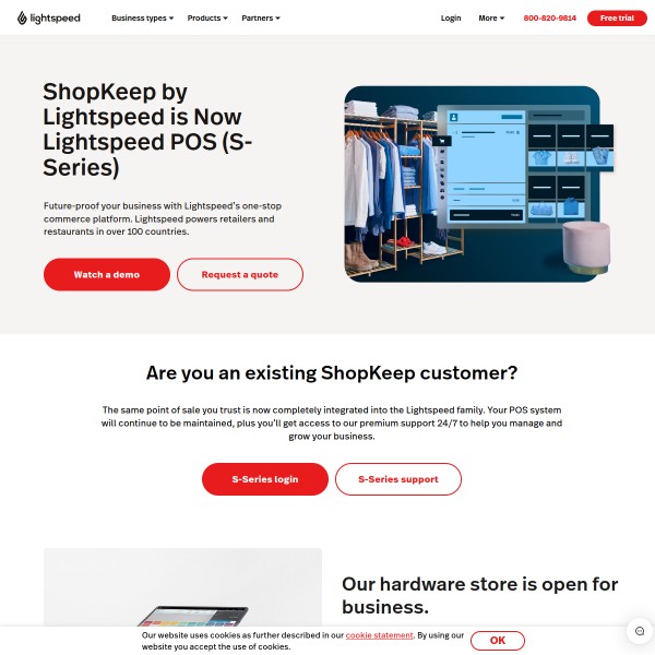 Shopkeep homepage screenshot