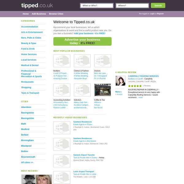 Tipped homepage screenshot