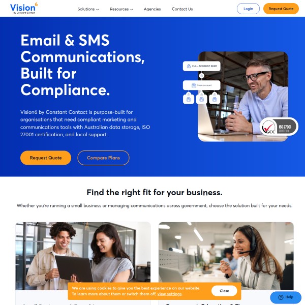 Vision 6 homepage screenshot