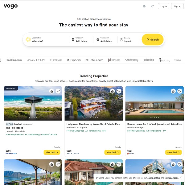 Vogo homepage screenshot