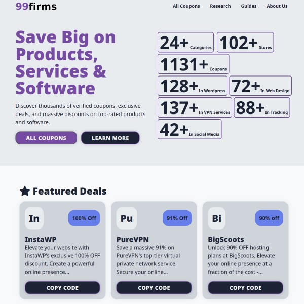 99Firms homepage screenshot