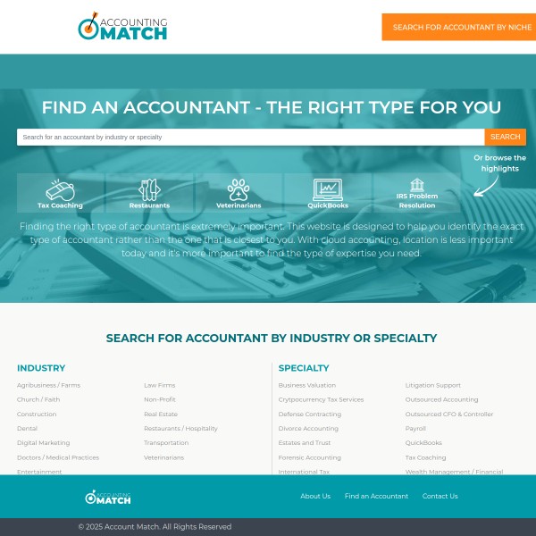 AccountingMatch.com homepage screenshot